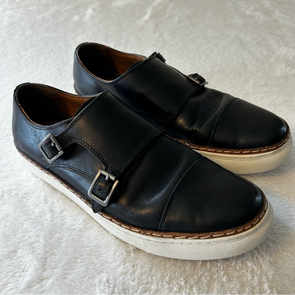 Florsheim Men's Shoes Size 9.5M Black Leather Double Monk Strap